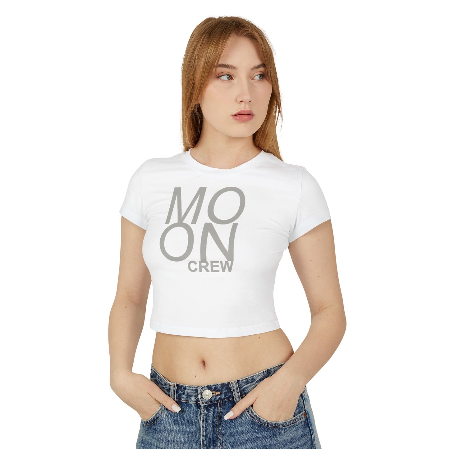 🌘 Moon Crew Women's Baby Tee - Stylish Casual T-Shirt for Dreamers