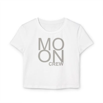 🌘 Moon Crew Women's Baby Tee - Stylish Casual T-Shirt for Dreamers