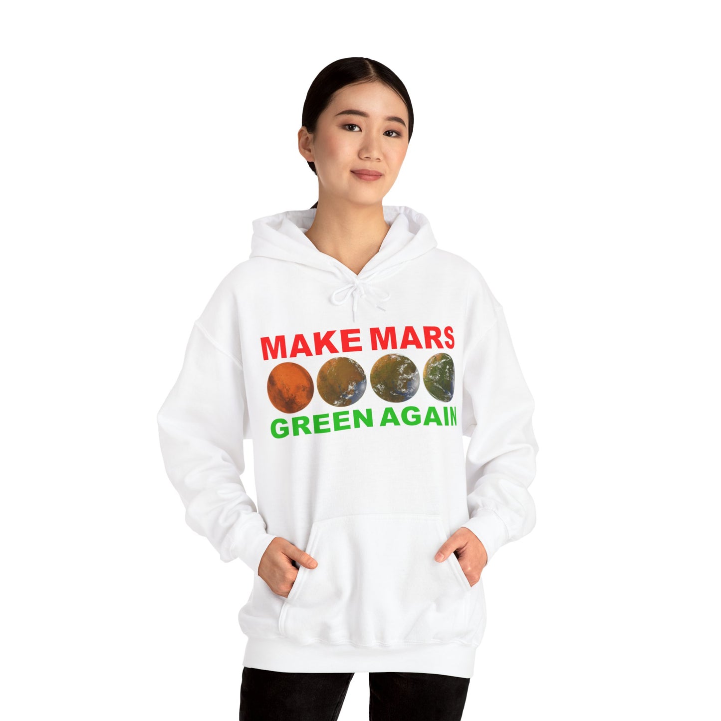 🔴 MAKE MARS GREEN AGAIN Unisex Heavy Blend™ Hoodie Sweatshirt